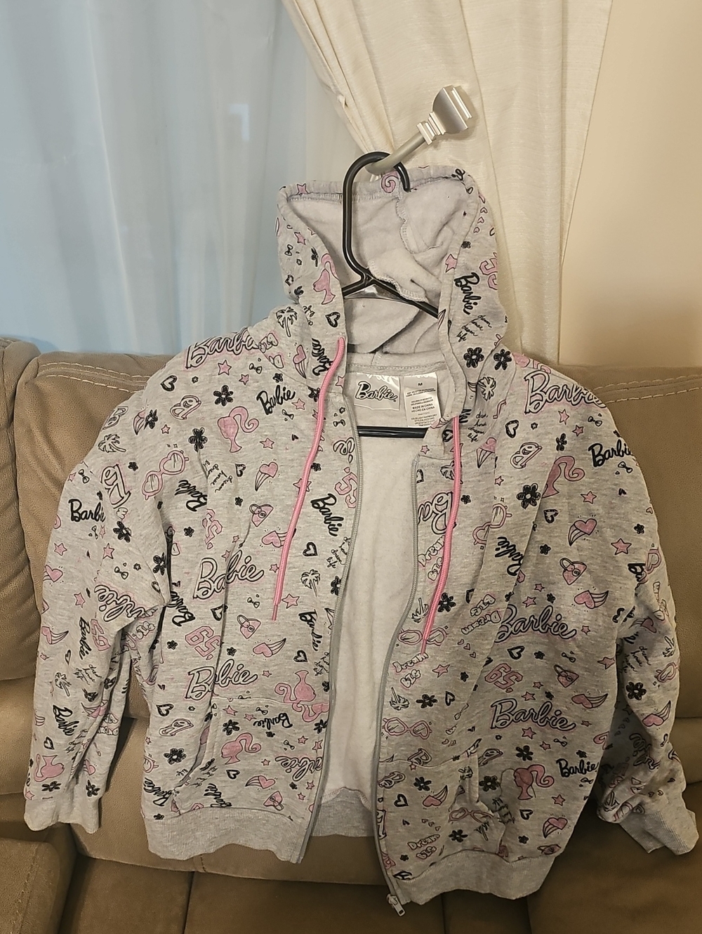 Barbie Gray Hoodie Jacket with Pink Accents